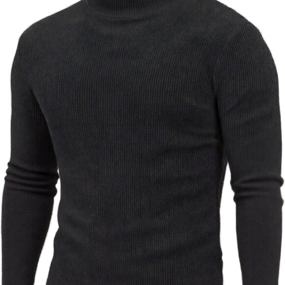 Casual Men's High Neck Pullover - Stretch Slim Fit Sweater for Winter Comfort - Picture 1 of 6